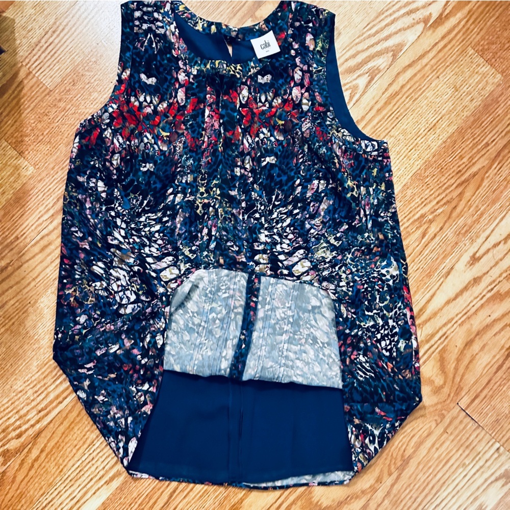 Cabi Multicolor Floral Pattern Lined Sleeveless Top  Keyhole Front & Back - Picture 5 of 10